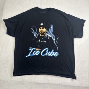 Ice Cube Flame Black Graphic Short Sleeve Shirt‎ Men's 2XL